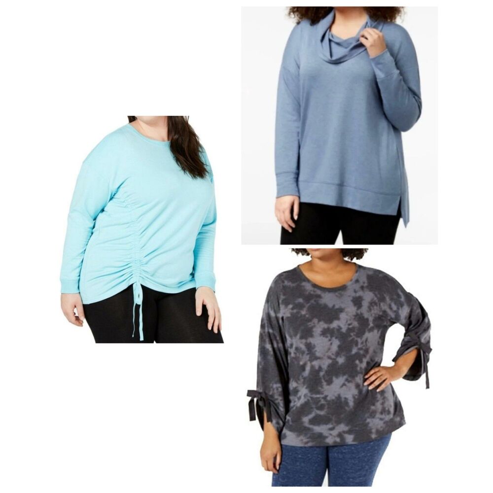NWT 3pc Lot Ideology - Plus1X - Athleisure Loungewear Tops Sweatshirts Bundle